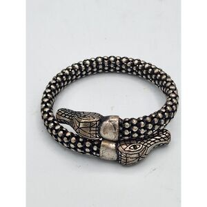 Vintage Silver Tone Alligator Bracelet Bangle Wrap 7.5”